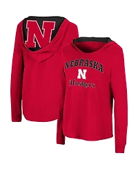 Women's Colosseum Scarlet Nebraska Huskers Catalina Hoodie Long Sleeve T-shirt
