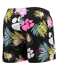 Men's Foco Black Clemson Tigers Neon Floral Swim Trunks