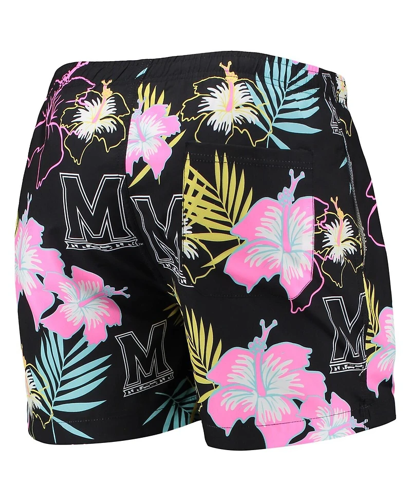 Men's Foco Black Maryland Terrapins Neon Floral Swim Trunks