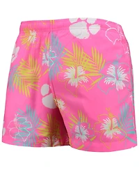 Men's Foco Pink Clemson Tigers Neon Floral Swim Trunks