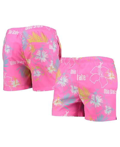 Men's Foco Pink Ohio State Buckeyes Neon Floral Swim Trunks