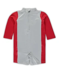 Infant Unisex Gray and Scarlet Ohio State Buckeyes Wave Runner Wetsuit
