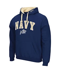 Men's Colosseum Navy Navy Midshipmen Big and Tall Arch & Logo 2.0 Pullover Hoodie