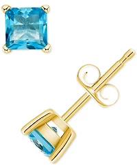 Blue Topaz Square Stud Earrings (7/8 ct. t.w.) 14k Gold