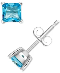 Blue Topaz Square Stud Earrings (7/8 ct. t.w.) 14k Gold