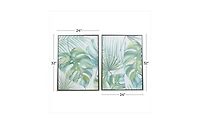 Canvas 2 Piece Coastal Leaves Framed Wall Art Set, 23.63" x 31.5"