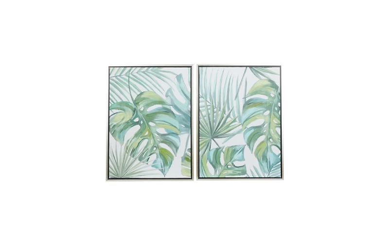 Canvas 2 Piece Coastal Leaves Framed Wall Art Set, 23.63" x 31.5"