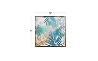 Canvas Coastal Leaves Framed Wall Art, 32" x 1" x 32"