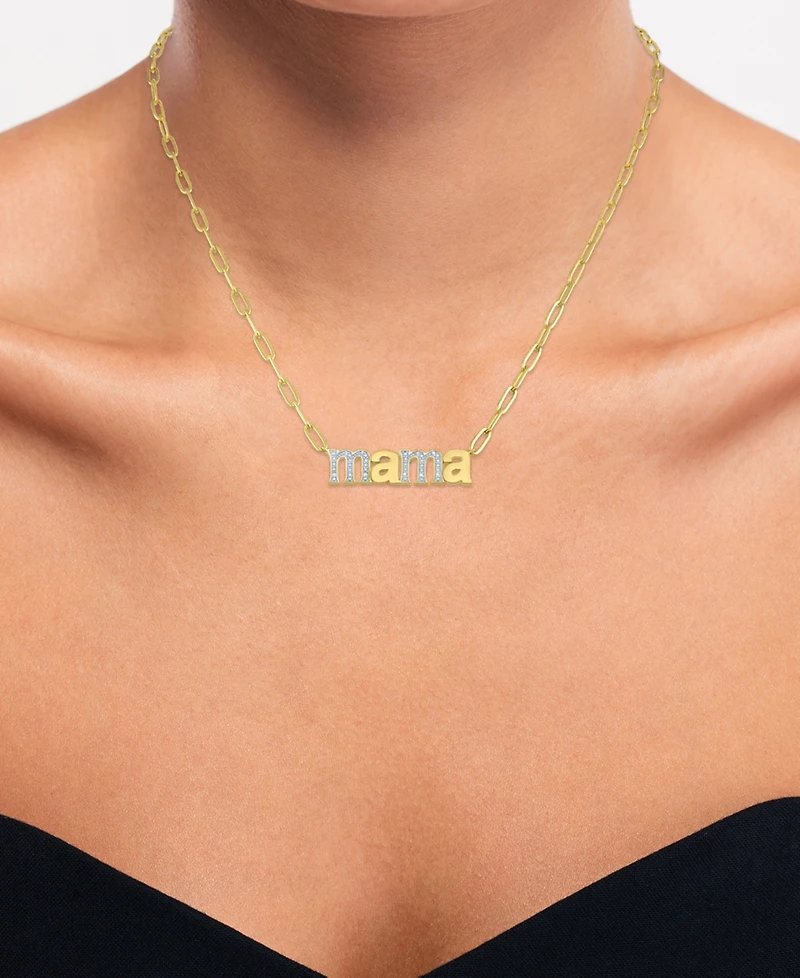 Diamond Mama 18" Pendant Necklace (1/10 ct. t.w.) in 14k Gold-Plated Sterling Silver
