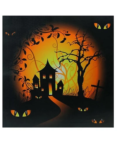 Led Lighted Spooky House Halloween Canvas Wall Art, 19.75" x 19.75"