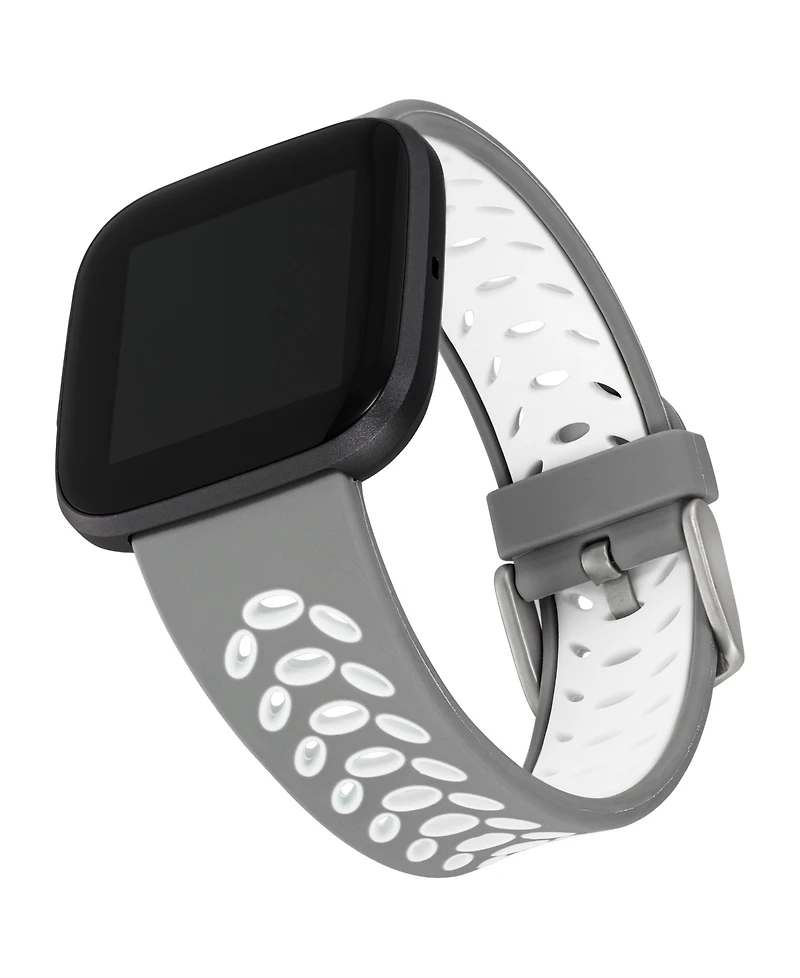 WITHit Grey and White Silicone Sport Band designed for Fitbit Versa, Versa 2 and Versa Lite
