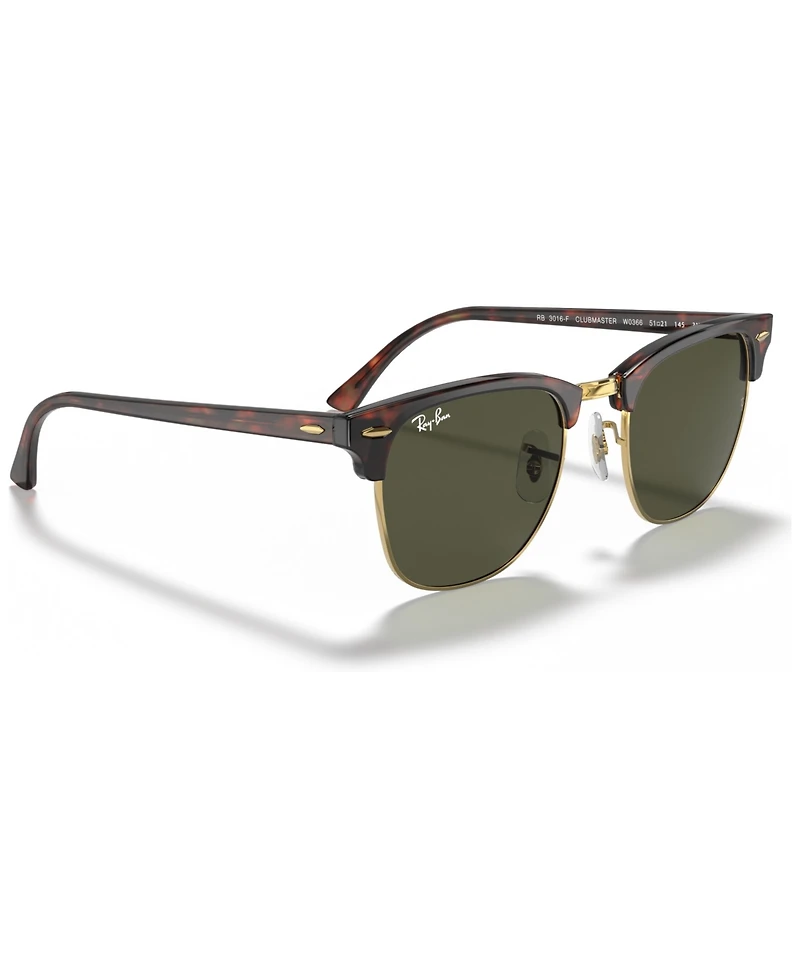 Ray-Ban Unisex Low Bridge Fit Sunglasses, RB3016F Clubmaster Classic 55