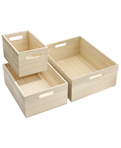 Sorbus 3 Piece Wood Crates - for Pantry Organizer Storage, Closet, Cabinet Organizers