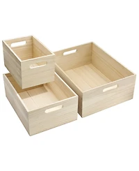 Sorbus 3 Piece Wood Crates - for Pantry Organizer Storage, Closet, Cabinet Organizers