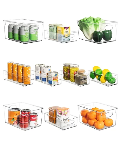 Sorbus 10-Piece Clear Open Bin Containers Set - Organize fridge & pantry essentials! Stackable, portable, clear view for easy access