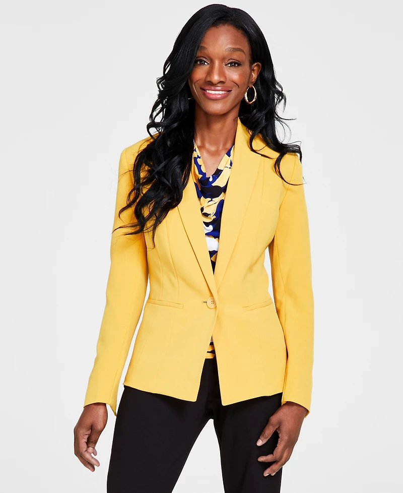 Kasper Crepe One-Button Blazer
