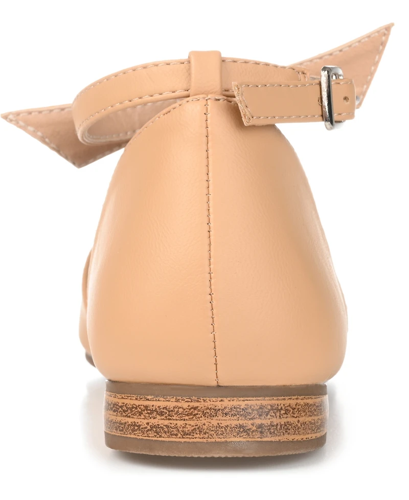 Journee Collection Women's Vielo Bow Ankle Strap Flats