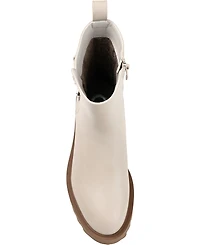Journee Collection Women's Yasmine Lug Sole Mid Shaft Moto Booties