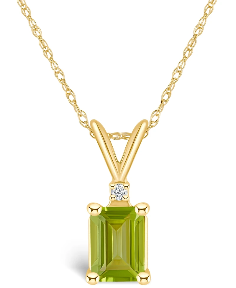 Peridot (1-1/10 ct. t.w.) and Diamond Accent Pendant Necklace in 14K Yellow Gold or 14K White Gold