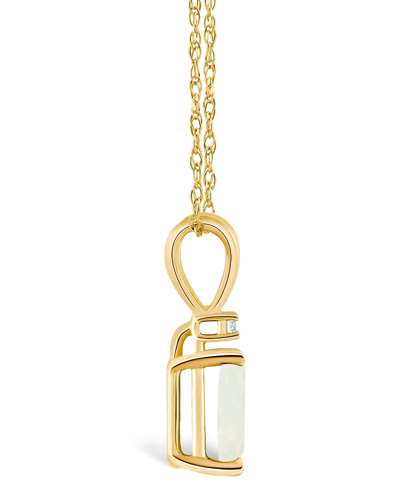 Opal (1/2 ct. t.w.) and Diamond Accent Pendant Necklace in 14K Yellow Gold or 14K Gold