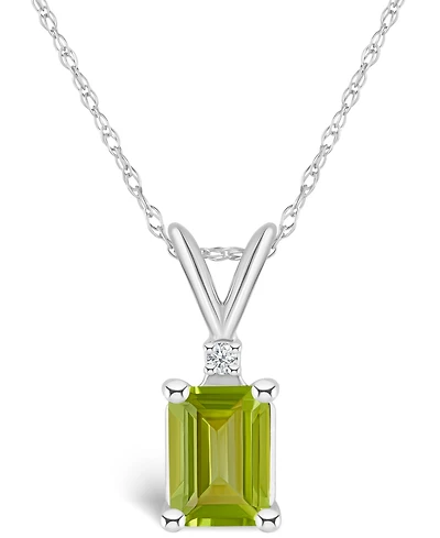 Peridot (1-1/10 ct. t.w.) and Diamond Accent Pendant Necklace 14K Yellow Gold or White