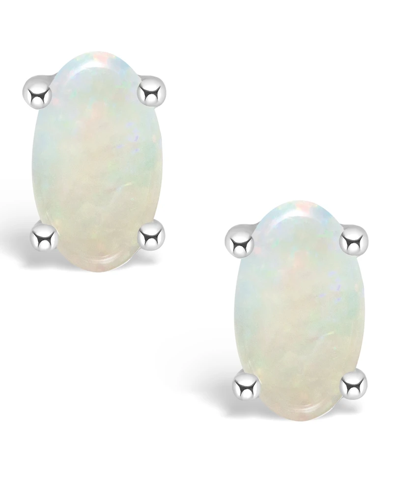 Opal (1/3 ct.t.w) Stud Earrings 14K White Gold or Yellow