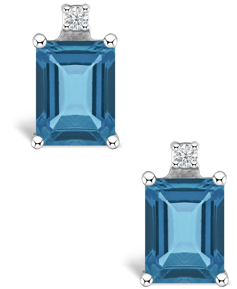 London Blue Topaz (1-3/8 ct. t.w.) and Diamond Accent Stud Earrings 14K Yellow Gold or White