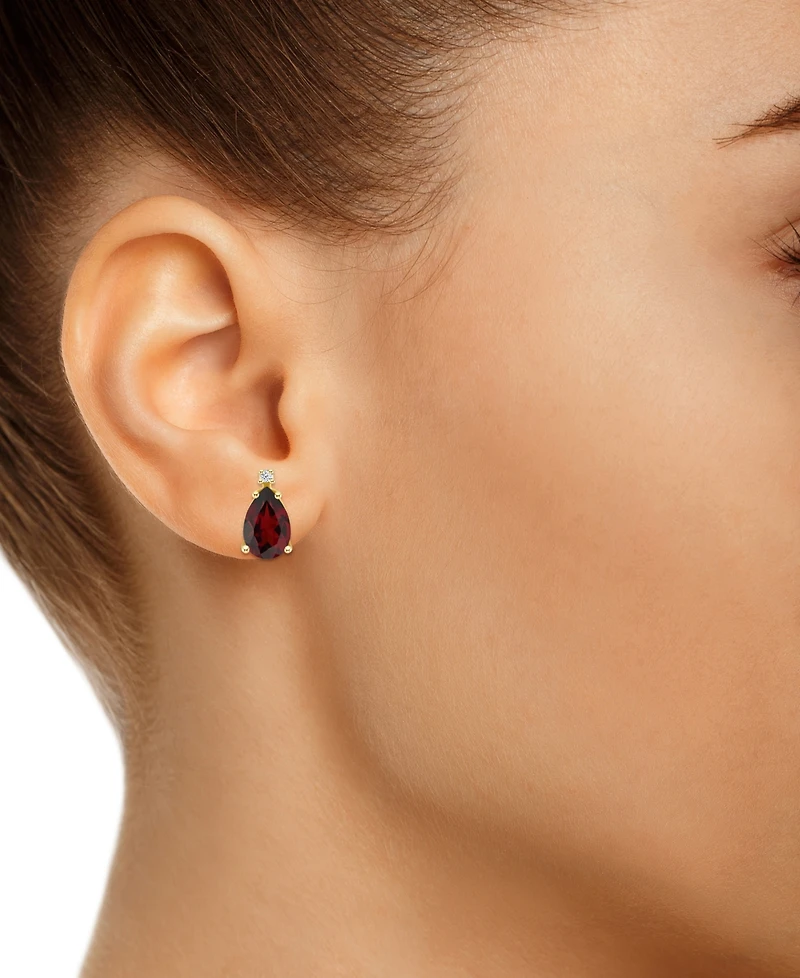Garnet (2-3/8 ct. t.w.) and Diamond Accent Stud Earrings in 14K Yellow Gold or 14K White Gold