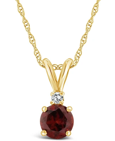 Garnet (1-1/10 ct.t.w) and Diamond Accent Pendant Necklace in 14K Yellow Gold