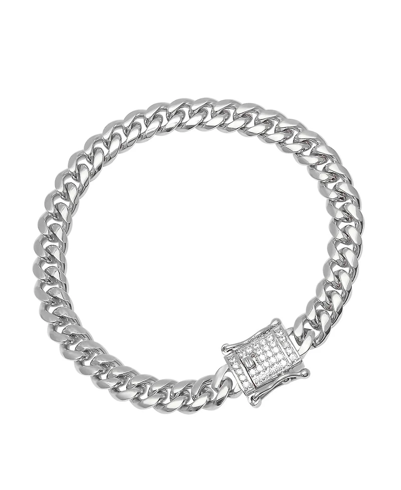 Steeltime Miami Cuban Chain with Simulated Diamond Box Clasp Bracelet