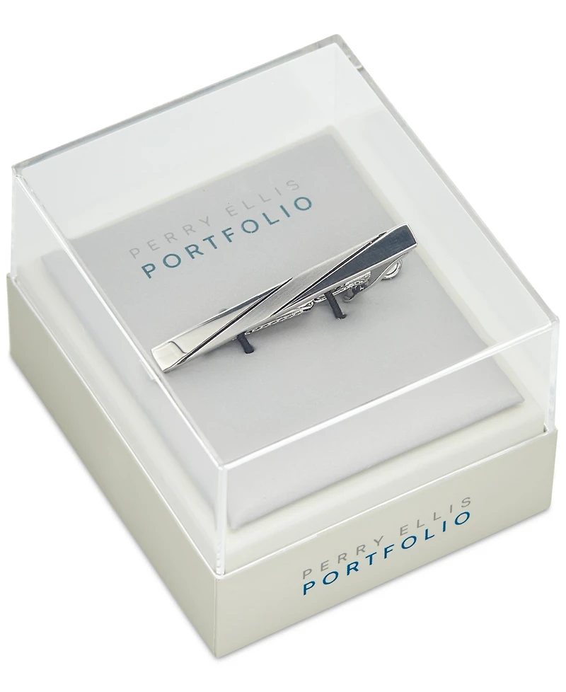Perry Ellis Portfolio Men's Diagonal Line Tie Bar