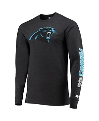 Men's Starter Heathered Black Carolina Panthers Halftime Long Sleeve T-shirt