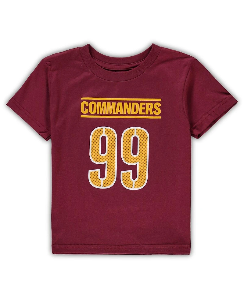 Preschool Boys and Girls Chase Young Burgundy Washington Commanders Mainliner Player Name and Number T-shirt