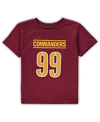 Preschool Boys and Girls Chase Young Burgundy Washington Commanders Mainliner Player Name and Number T-shirt