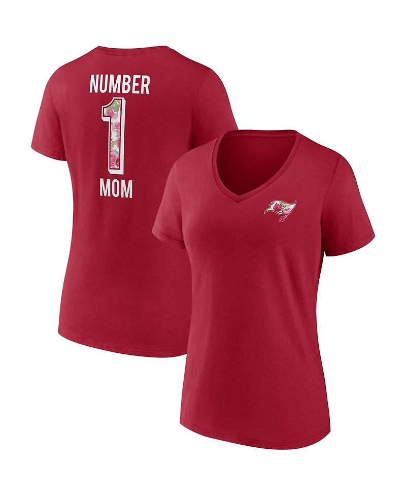 Women's Fanatics Red Tampa Bay Buccaneers Team Mother's Day V-Neck T-shirt