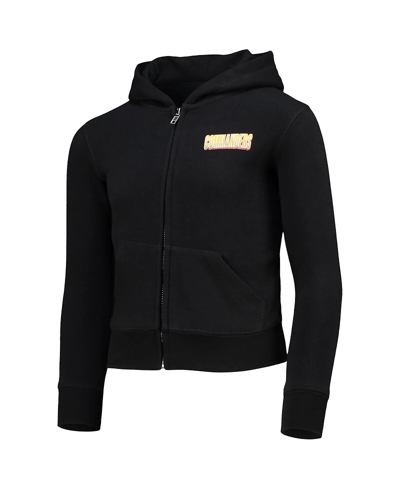 Big Girls New Era Black Washington Commanders Full-Zip Hoodie