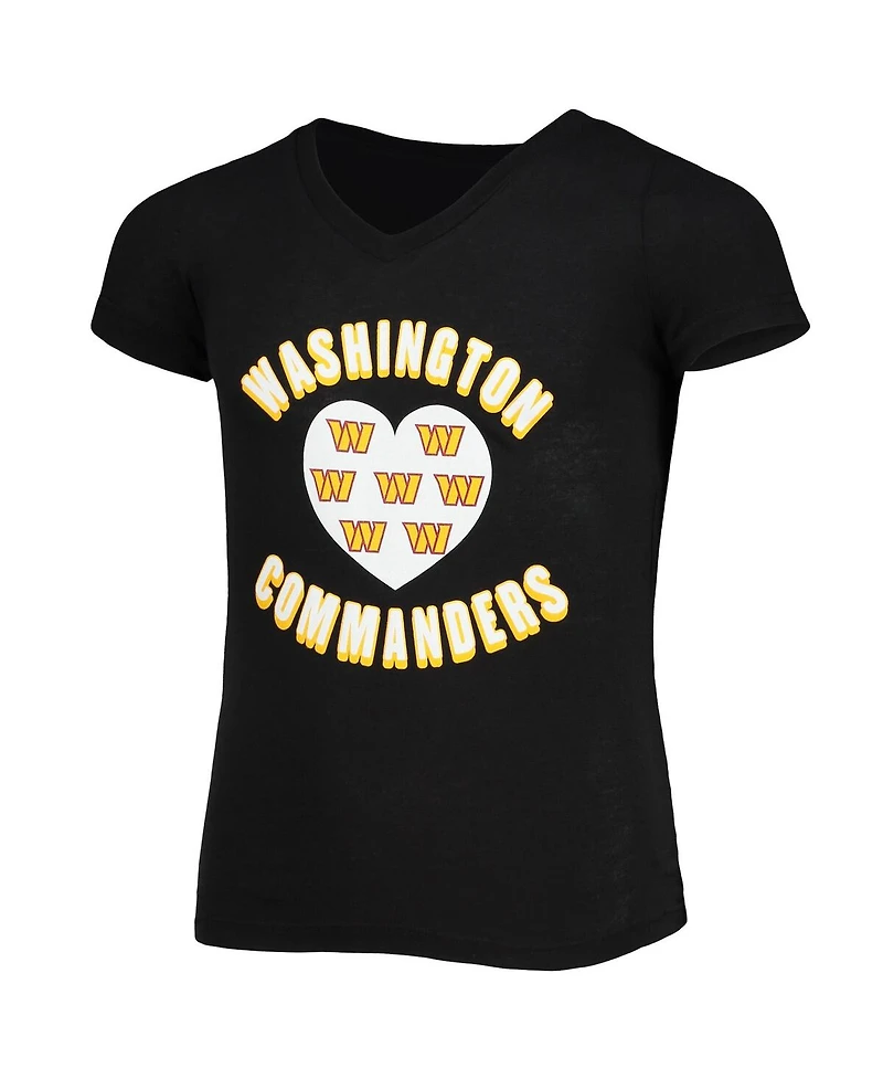 Big Girls New Era Black Washington Commanders V-Neck T-shirt
