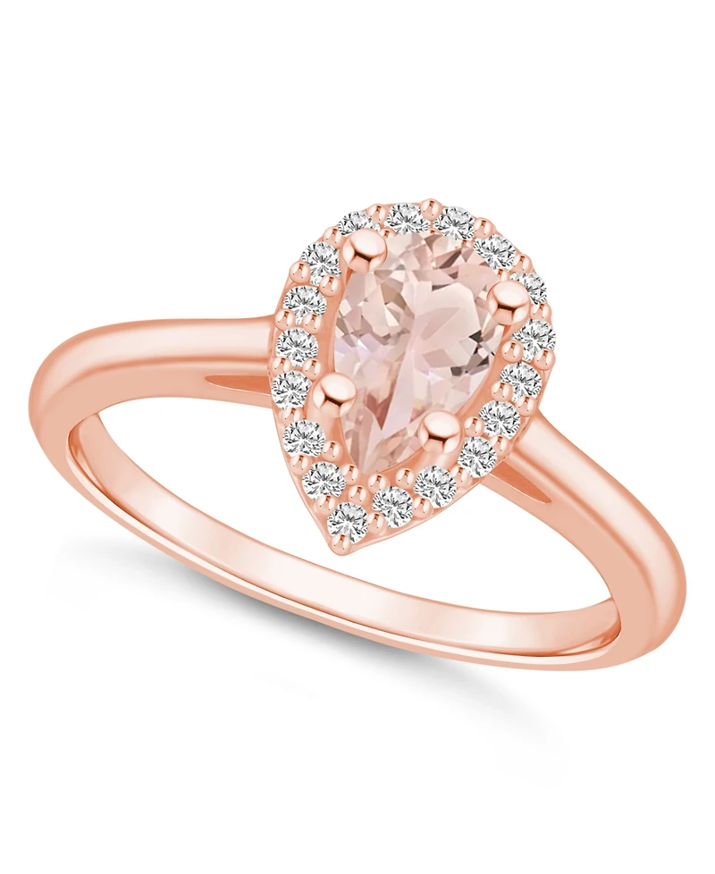Macy's Morganite (3/4 ct. t.w.) and Diamond (1/5 Halo Ring 14K Rose Gold