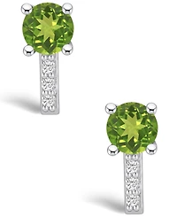 Macy's Peridot (1-7/8 ct. t.w.) and Diamond (1/8 ct. t.w.) Stud Earrings in 14K White Gold