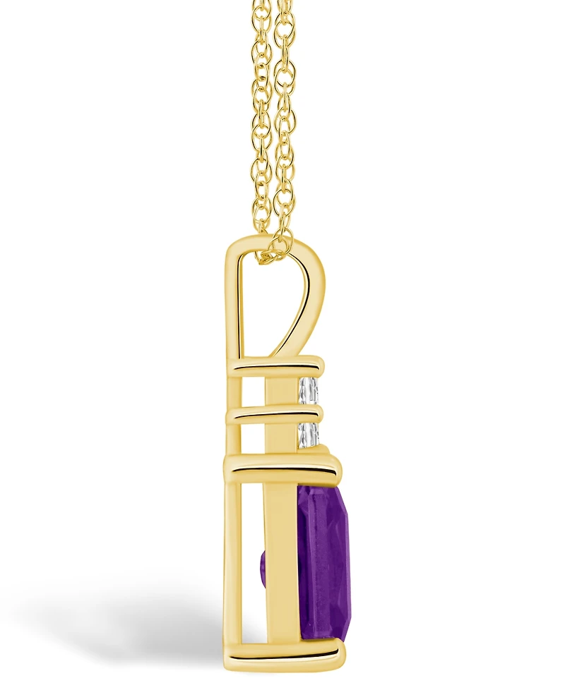 Macy's Amethyst (1-5/8 Ct. T.w.) and Diamond (1/10 Ct. T.w.) Pendant Necklace in 14K Yellow Gold