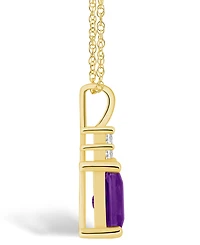 Macy's Amethyst (1-5/8 Ct. T.w.) and Diamond (1/10 Ct. T.w.) Pendant Necklace in 14K Yellow Gold