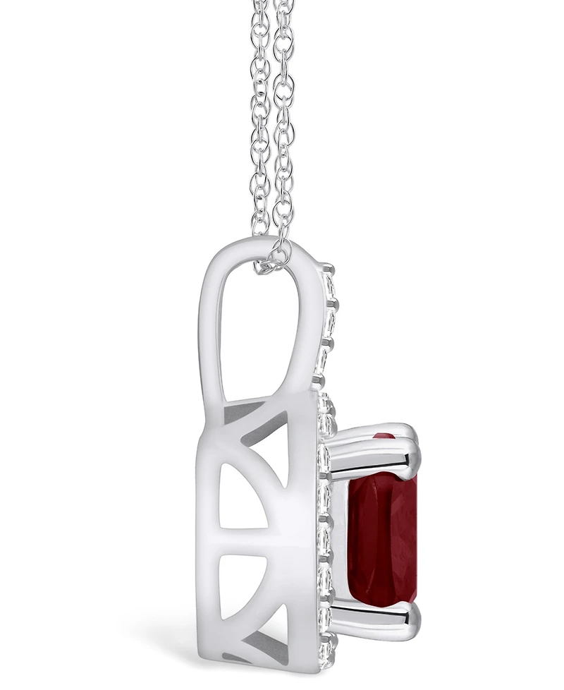 Macy's Garnet (2-3/4 Ct. T.w.) and Diamond (1/4 Ct. T.w.) Halo Pendant Necklace in 14K Gold