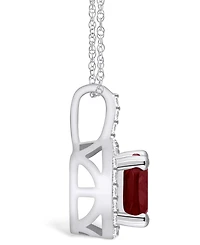Macy's Garnet (2-3/4 Ct. T.w.) and Diamond (1/4 Ct. T.w.) Halo Pendant Necklace in 14K Gold