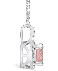 Macy's Morganite (2 Ct. T.w.) and Diamond (1/4 Ct. T.w.) Halo Pendant Necklace in 14K White Gold