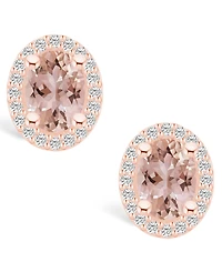 Macy's Morganite (2-1/3 ct. t.w.) and Diamond (3/8 ct. t.w.) Halo Stud Earrings in 14K Rose Gold