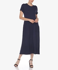 White Mark Women's Short Sleeve Asymmetrical Waist Maxi Dress