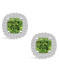 Macy's Peridot (2-1/5 ct. t.w.) and Diamond (3/8 ct. t.w.) Halo Stud Earrings in 14K White Gold