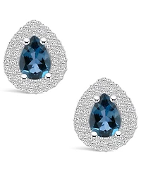 Macy's London Topaz (1-3/4 ct. t.w.) and Diamond (5/8 ct. t.w.) Halo Stud Earrings in 14K Gold