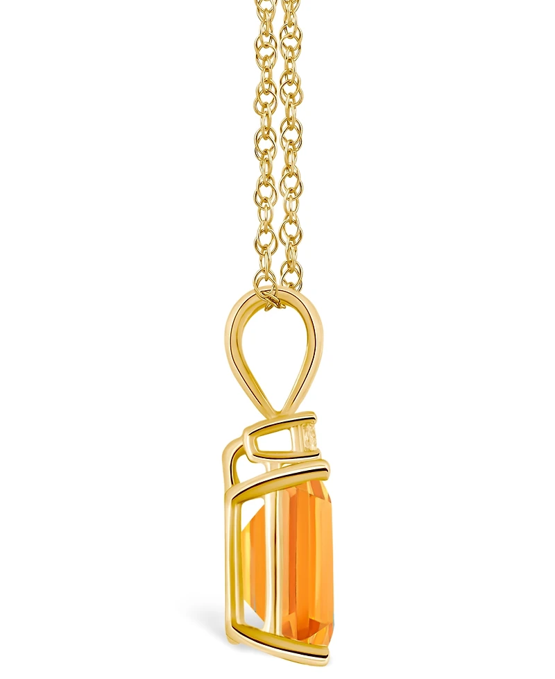 Citrine and Diamond Accent Pendant Necklace (2-1/4 ct.t.w) 14K White Gold or 14K Yellow Gold
