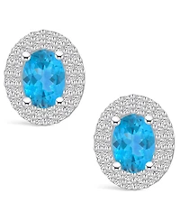 Macy's Topaz (2 ct. t.w.) and Diamond (/2 ct. t.w.) Halo Stud Earrings in 14K Gold